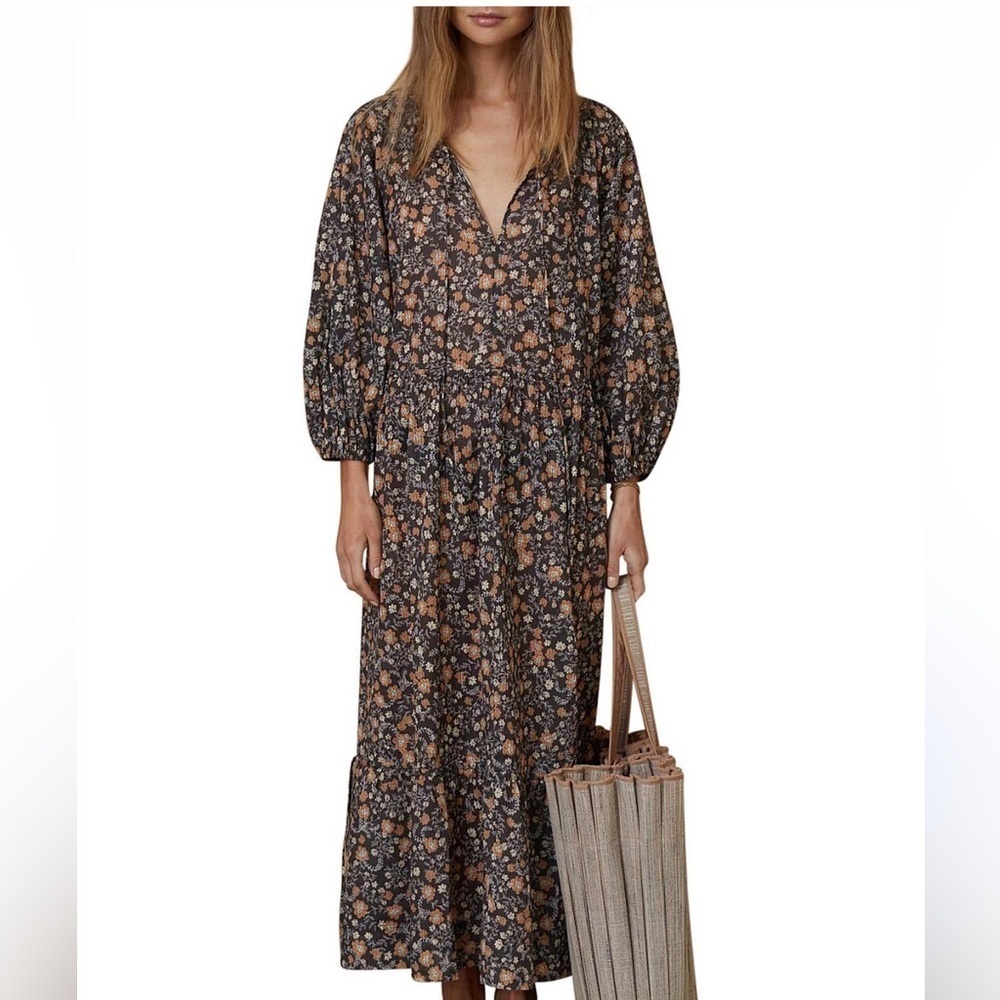 Bec & Bridge Janice Long Sleeve Cotton Floral Maxi Dress SIZE 2